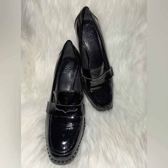 Vince Camuto Black Patent Leather Loafers Sleek Slip-Ons - Picture 6 of 9